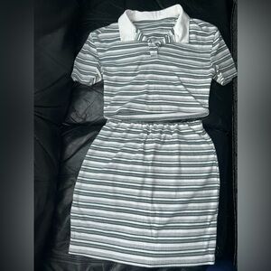 SHEIN striped Rib Crop tee & Mini skirt